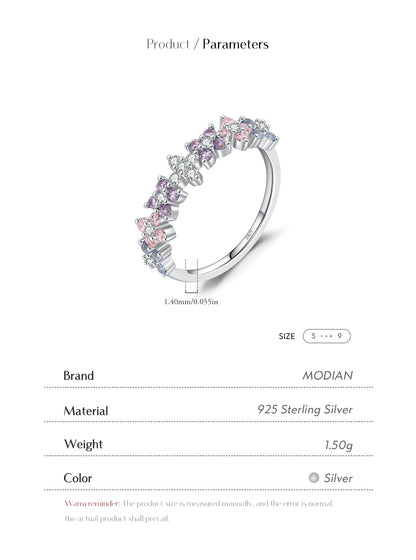 925 Sterling Silver Lucky Four-Leaf Clover Zirconia Eternity Band Rings For Women Fine Wedding Jewelry Accessories