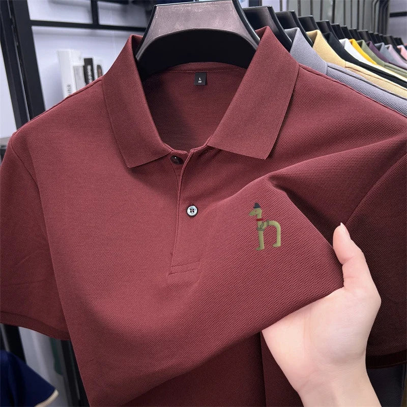 100Cotton High Quality Men's Polo Shirt Breathe Solid Color Soft Dog Print Short Sleeve Summer Lapel T-Shirt Business Menswear