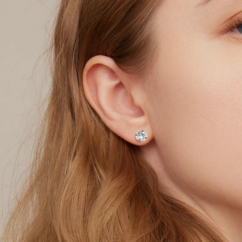 CZ Stud Earrings 925 Sterling Silver Platinum Plated Round Cubic Zirconia Hypoallergenic Barbell Earrings 4-7mm