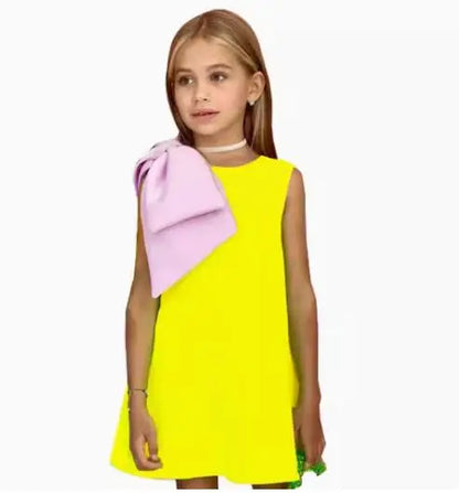 2024 New Girls party dress Bow Princess EidalFitr New In Dress Sleeveless Holiday Children Clothing  Party Costume Girls Clothes