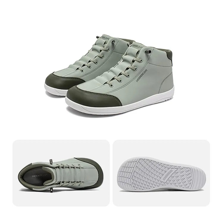 Mid-Top Barefoot Shoes Unisex Wide Toe Minimalist Ankle Boots Artificial Leather Outdoor Non-Slip Sneaker