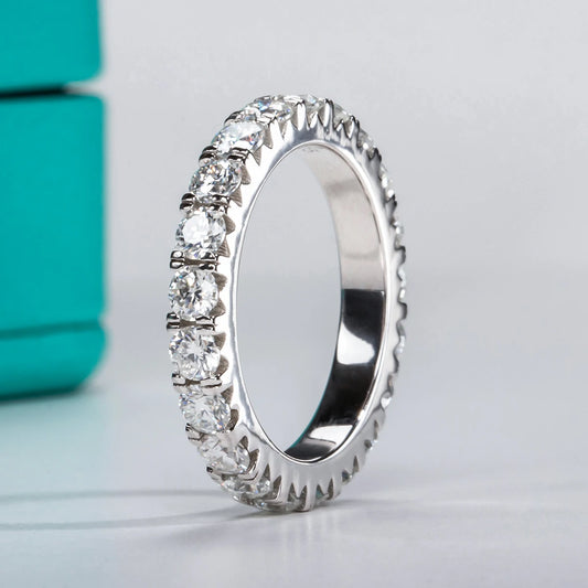 3mm 2-3ct D Color Moissanite Wedding Band Ring 925 Sterling Silver Eternity Band Engagement Rings for Women