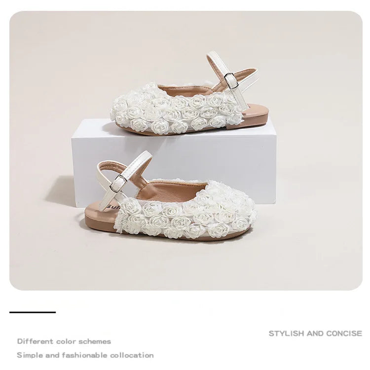 Girls Sandals Small Cute Flowers Close-toed Sandals For Girl 2025 Spring Summer Kids Flats Girls Ankle Strap Sandals