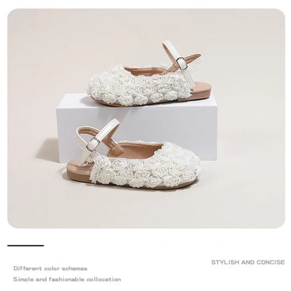 Girls Sandals Small Cute Flowers Close-toed Sandals For Girl 2025 Spring Summer Kids Flats Girls Ankle Strap Sandals