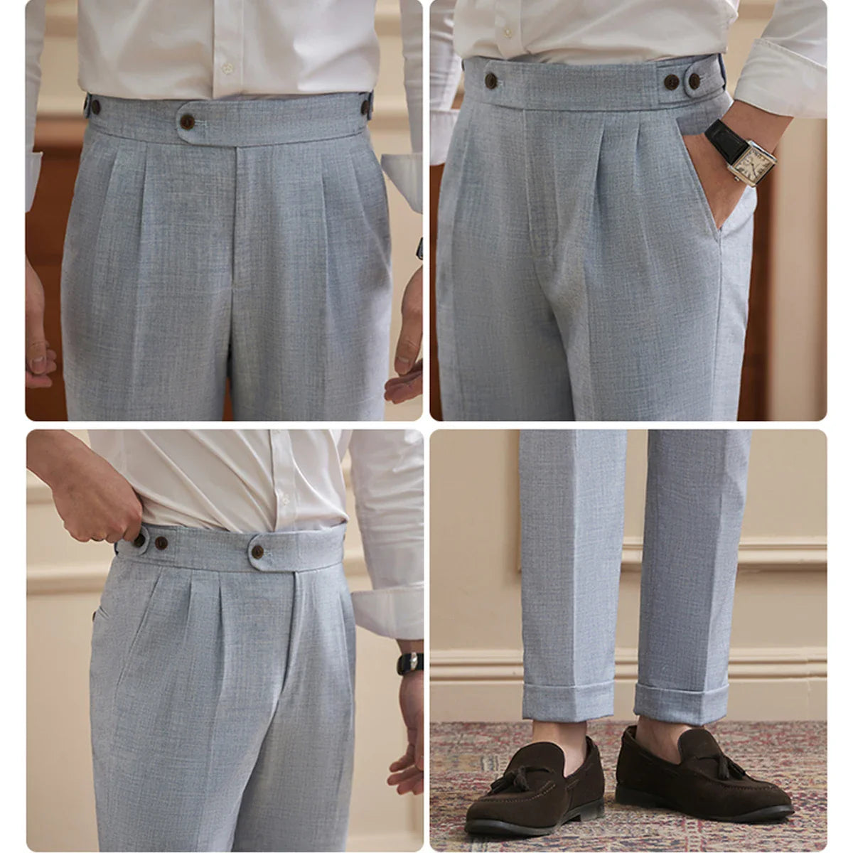Neapolitan-Style Men‘s Cuffed Ankle Trousers | Slim Fit | Spring/Summer New Arrival