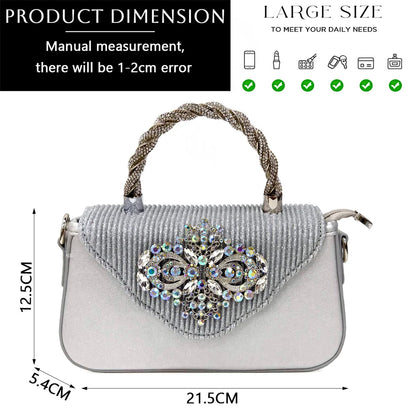 Latest Wedding Pointed Toe Women's Shoes High Heel White Color Rhinestones Party Ladies Shoes And Bag Set
