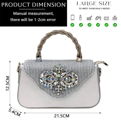 Latest Wedding Pointed Toe Women's Shoes High Heel White Color Rhinestones Party Ladies Shoes And Bag Set