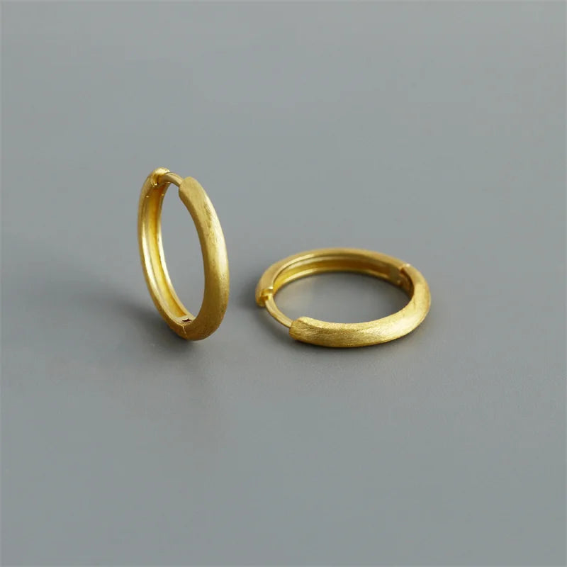 925 Sterling Silver Minimalist Matte Gothic Unisex Huggies Ear Hoop Earrings for Women Men Piercing Ear Buckle Jewelry