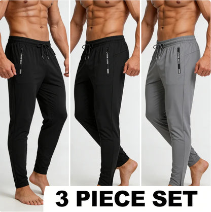2-Pack Men's Quick Dry Ice Silk Sports Pants, Elastic Waist, Plus Size, Lightweight for Summer Fitness, Hiking & Running