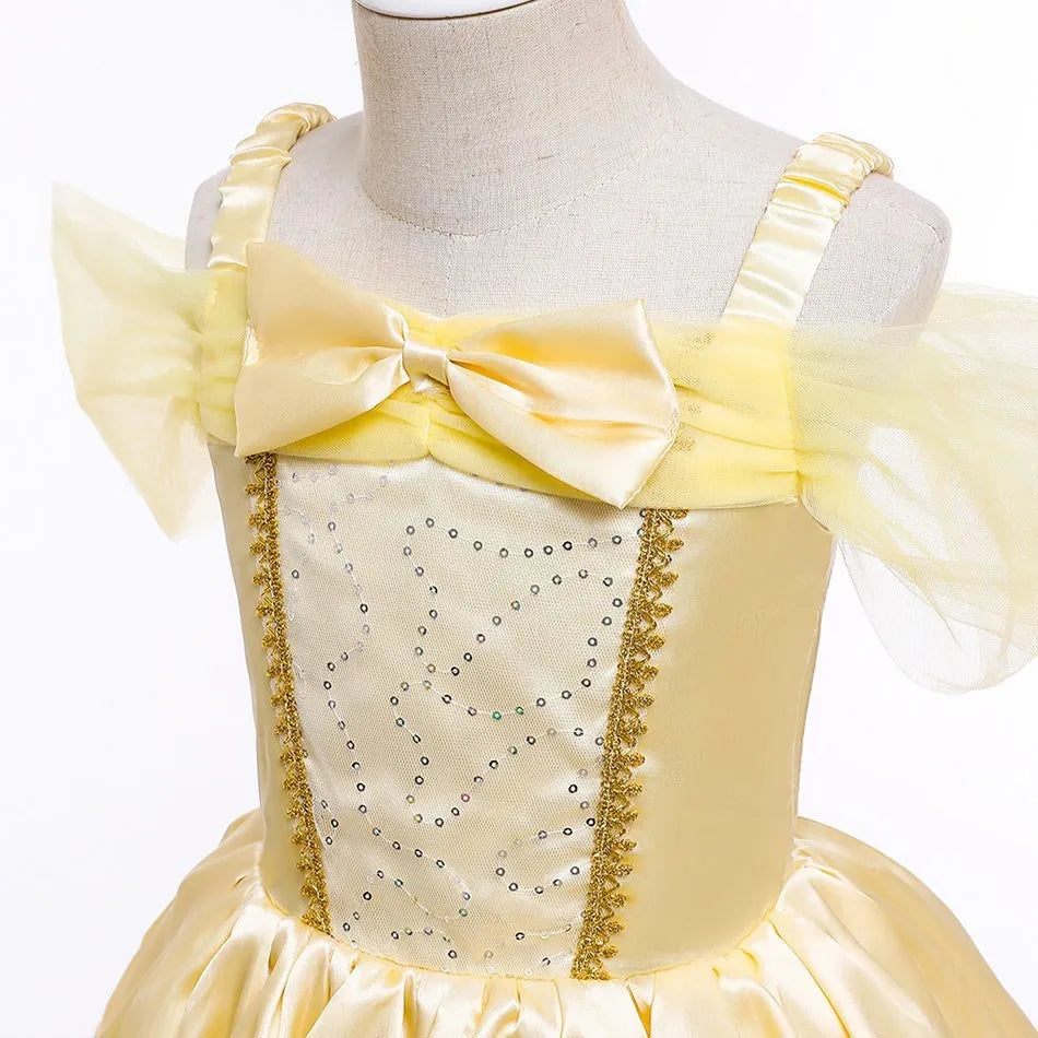 Fantasias de Aniversário para Meninas Vestido Infantil da Bela A Bela e a Fera Fantasia de Princesa Vestido de Bebê para o Natal e Halloween