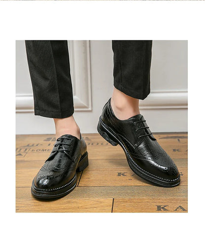 Luxury Men Brogue Dress Shoes Men Suit Casual Shoes Formal Business Leather Shoes Men Brown Wedding Italian Banquet Shoe Size 46