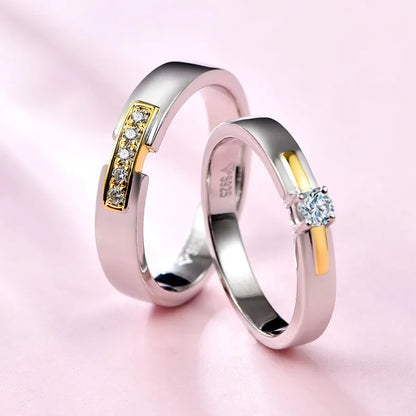 2020 New Couple Wedding Rings 925 Silver Round Brilliant Cut Diamond Test Past D Color Moissanite Engagement Ring for Men Women
