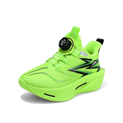 Children‘s Basketball Shoes Non-slip Breathable Sports Training Shoes Outdoor Lace-up Boys Girls Knit Jogging Shoes Gym Sneakers