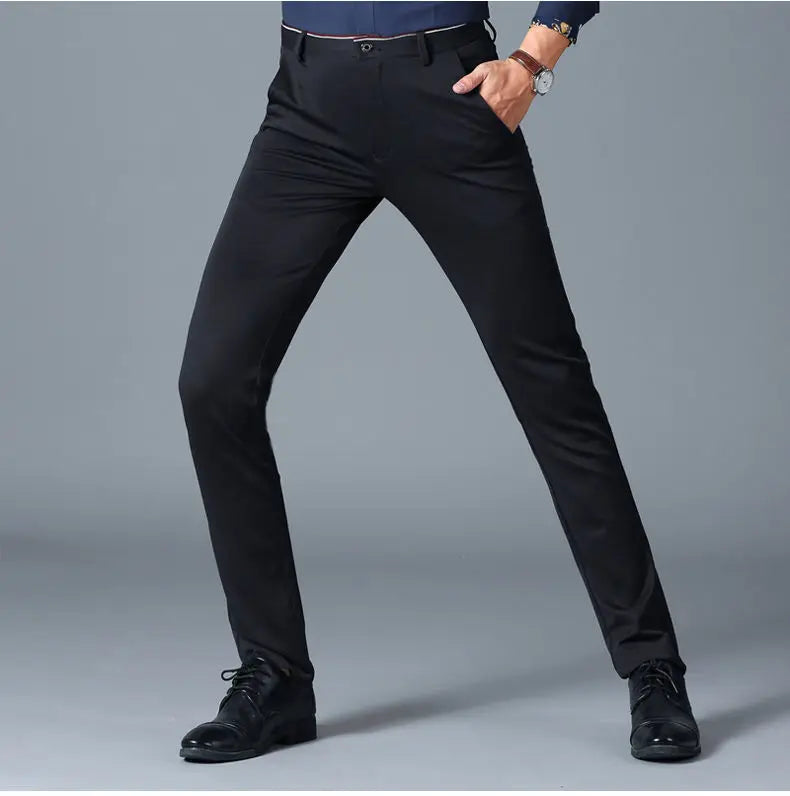 Classic Black Men's Office Dress Pants for Business Formal Fashionable Slim Fit Men's Suit Pants Casual Trousers Plus Size 28-40