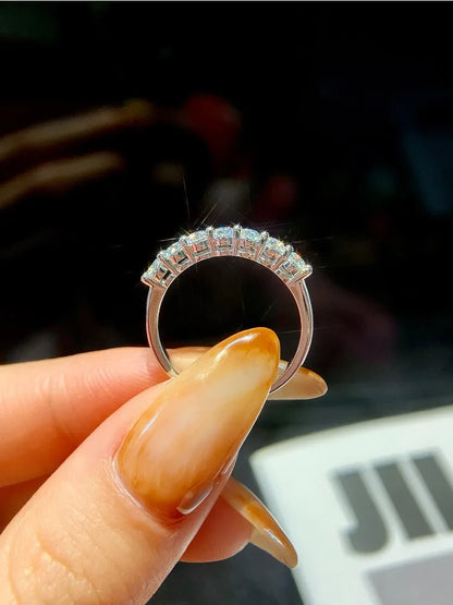 Real Moissanite Ring 925 Sterling Silver Diamond Eternity Band Engagement Wedding Rings for Women Luxury Quality Jewelry
