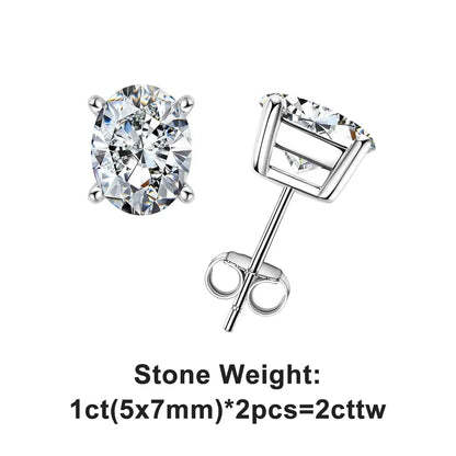 10K Gold Post 4/2/1ct Oval Cut Moissanite Stud Earrings  Anti-allergy Eearrings For Women Jewelry Wholesale