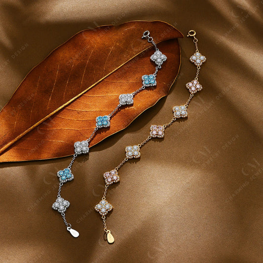 Sparkling S925 Silver Top Quality Round Cut Moissanite Diamond Bracelet For Women Engagement Wedding Party Jewelry Gift