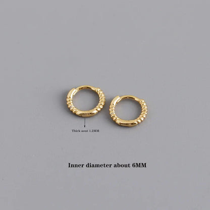 925 Sterling Silver Fashion Piercing Charm Twist Huggies Hoop Earrings for Women Rock Gothic Unisex Jewelry Ear Buckles