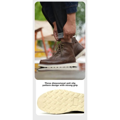 Breathable Cowhide Labor Protection Shoes with Steel Toe Caps for Anti Smashing Anti Puncture Safety Shoes Wear-resistant