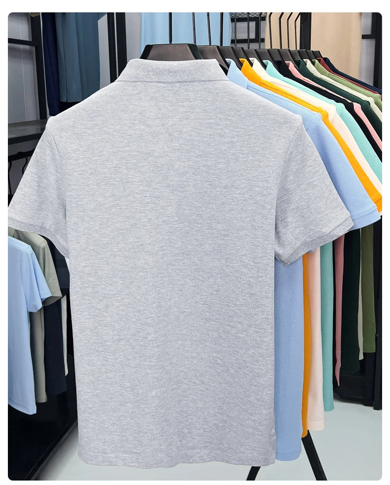 100% cotton short sleeve polo shirt comfortable lightweight high-end brand fashionable simple summer men's casual lapel T-shirt