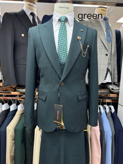 2026 Newest Men's Slim Fit Suits 3 Pieces Jacket Vest Pants Business Office Outfit One Button Tuxedo For Men Interview Wear