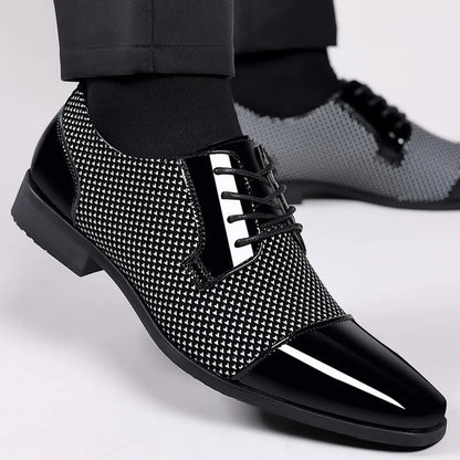 Men's Dress Shoes Classic Lace-up Formal Oxfords Modern Tuxedo Business Casual Scale Pattern Comfort Formal Shoes for Men