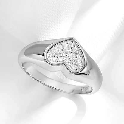 1.2mm Heart All Moissanite Rings for Women Sparkling Luxury Quality Fine Jewelry S925 Sterling Silver Plated 18k Band