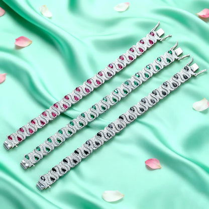 3*5mm Cultivated Emerald/Ruby Gem Bracelet for Women S925 Silver Tulip Design Bangle Party Sparkling Luxury Jewelry Gifts