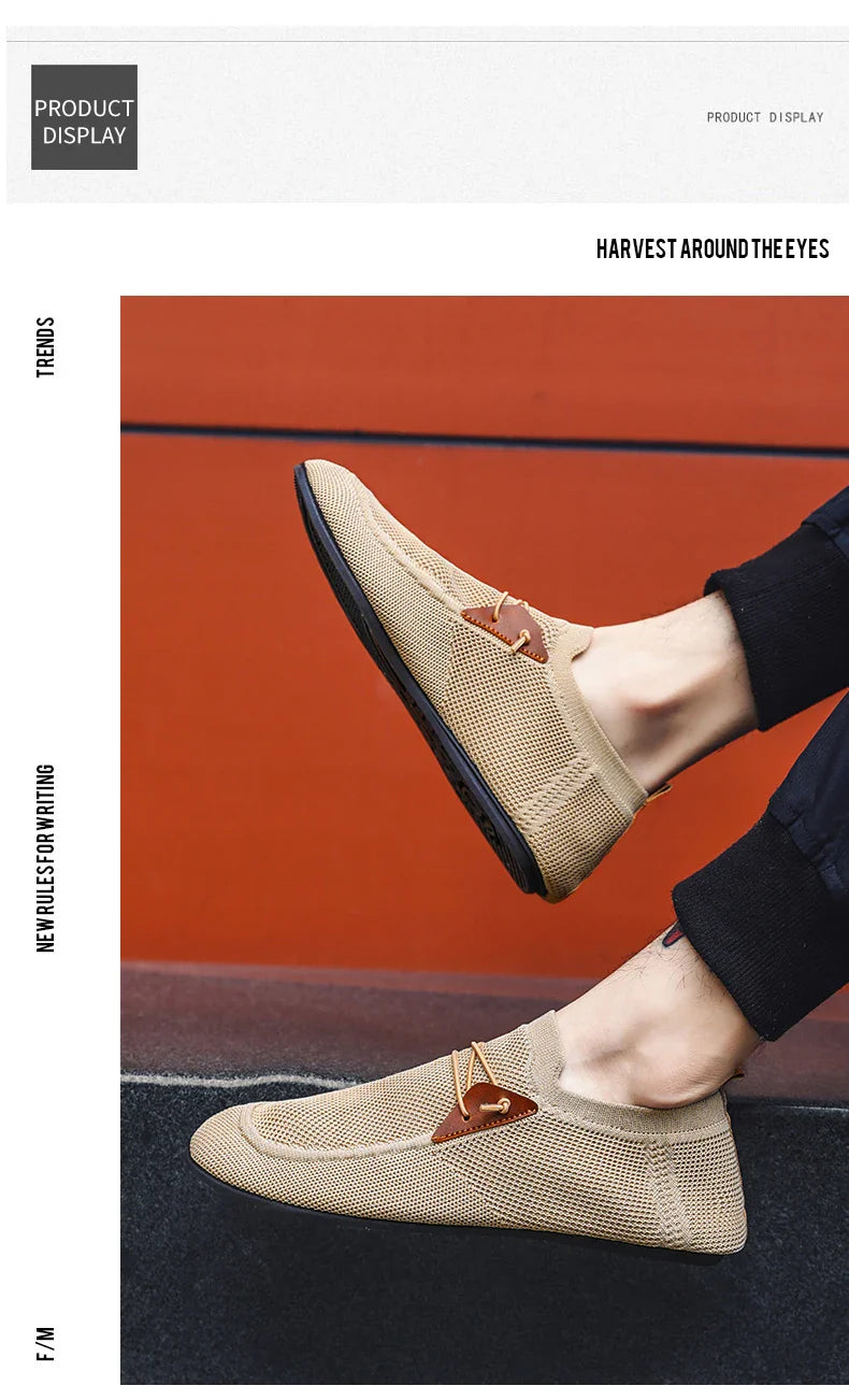 Mesh Loafers Men Driving Moccasins Thin Bottom Flats Walking Shoes Breathable Non Slip Casual Loafers Slip on Mens Shoes
