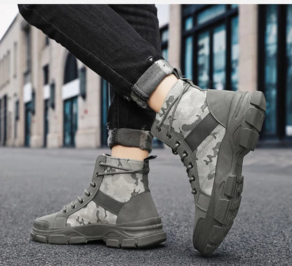 Camouflage Boots for Men Autumn Winter Platform Boots Outdoor High-top Shoes Men Ankle Boots Buty Robocze Meskie wear-resistant