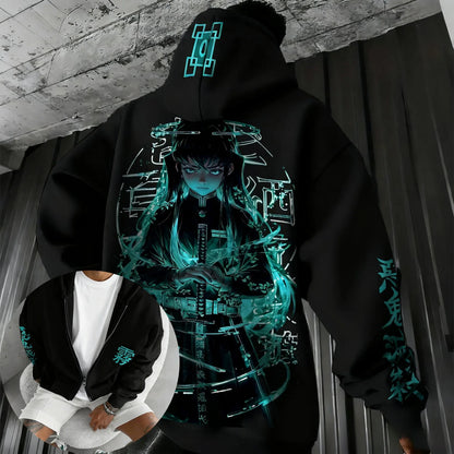 Anime Zipper Hoodie Unisex Autumn/Winter New Tokitou Muichirou Printed Harajuku Large Casual Loose Versatile Top