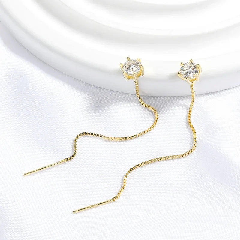 Each 0.5/1CT Tassel Moissanite Drop Earrings for Women 925 Sterling Silver Plated 18k Gold Jewelry Sparkling Earring