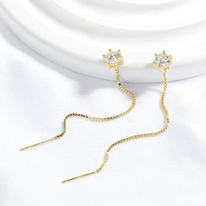 Each 0.5/1CT Tassel Moissanite Drop Earrings for Women 925 Sterling Silver Plated 18k Gold Jewelry Sparkling Earring