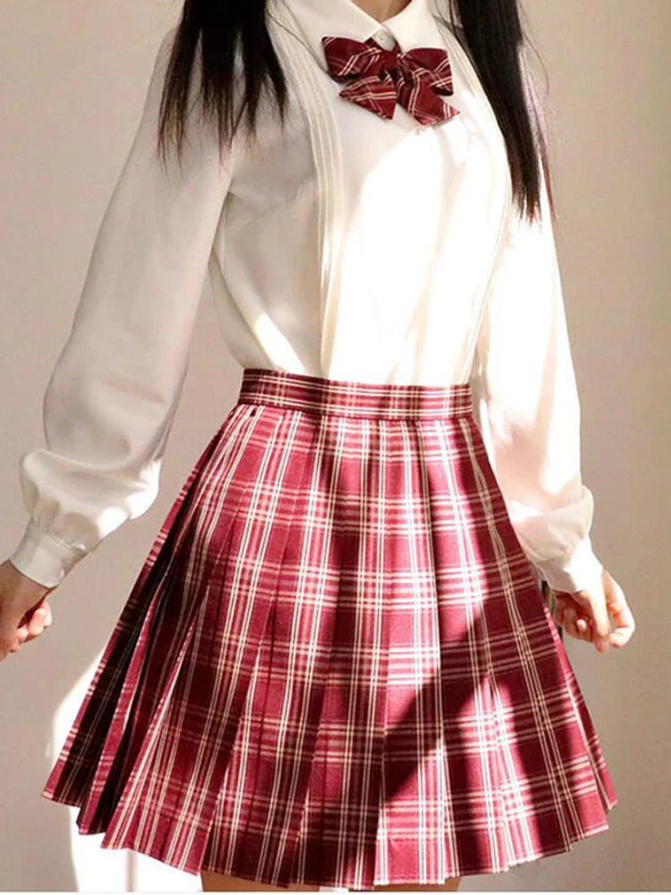 Plaid Women Pleated Skirt Bow Knot Summer High Waist Preppy Girls Dance Mini Skirt Cute A Line Harajuku Sexy Japan Faldas