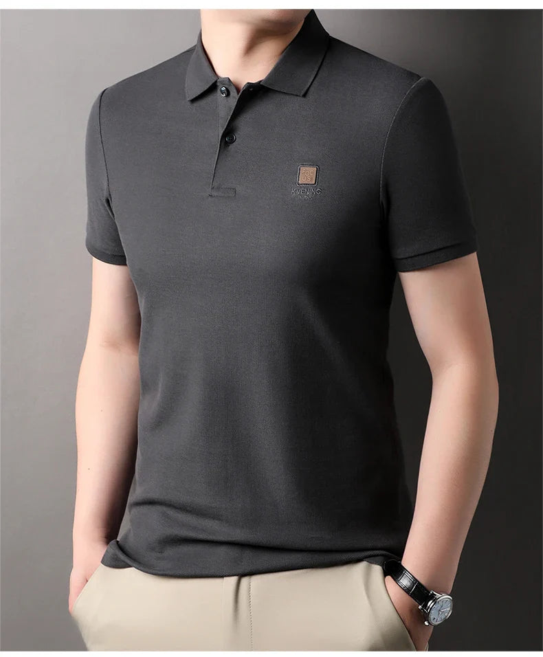 High end brand 100% cotton polo shirt short sleeved men's 2024 summer fashion embroidery comfortable breathable casual T-shirt