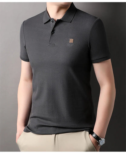 High end brand 100% cotton polo shirt short sleeved men's 2024 summer fashion embroidery comfortable breathable casual T-shirt