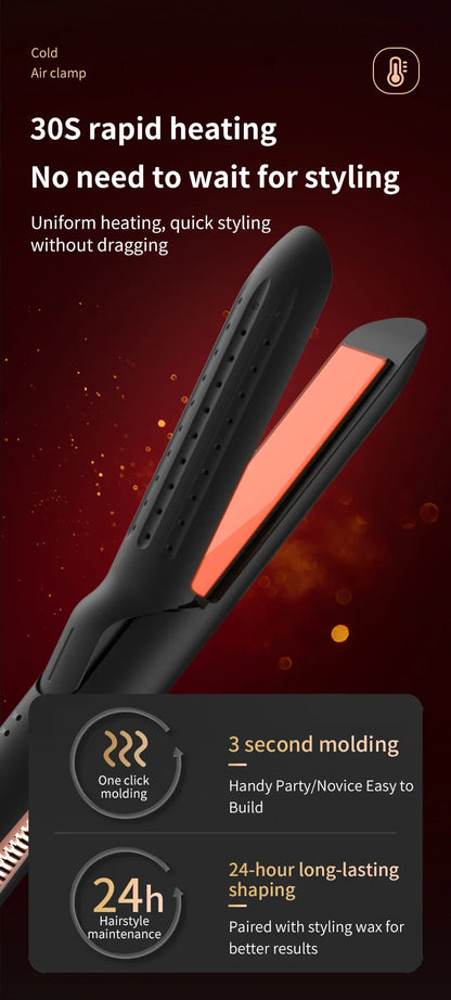 Professional 2-in-1 Hair Styler Curling Wand Straightener Negative lon Ceramic Plates Adjustable Temperature Salon Home