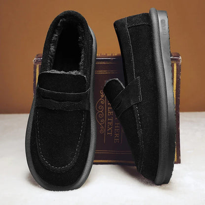 Winter Fashion Plush Men Loafers Outdoor Warm Men's Cotton Shoes Low-Top Casual Man Snow Boots with Fur Slip on Walking Footwear