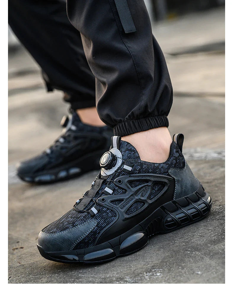 Rotating Button Safety Shoes Men Work Shoes Steel Toe Cap Working Boots Sneakers Man Anti Puncture Dangerous Work Shoes