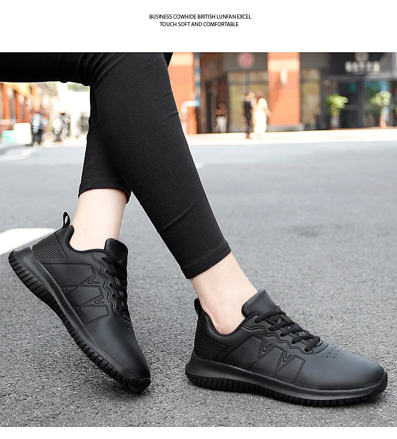Causal Chef Shoes four Season new Lightweight Soft Sole Comfort Oil proof Men and Women's Chef Business Work Leather Shoe