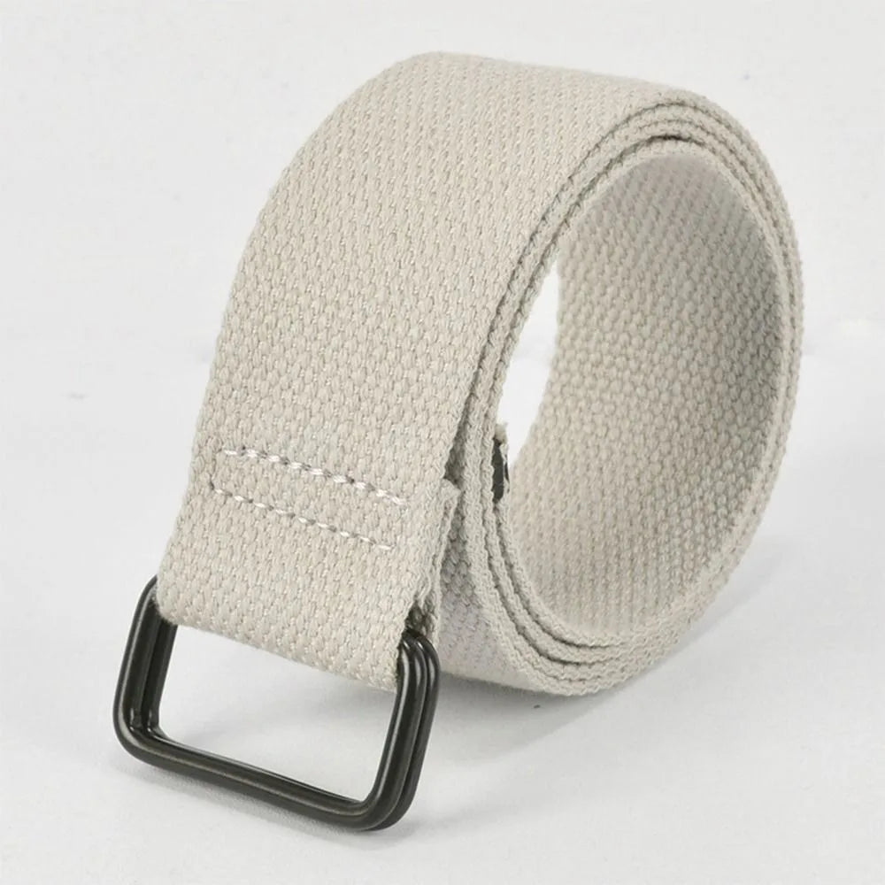 Fashion Free Punch Canvas Belt Cotton Canvas Cloth Fabric Buckle Belt Double Ring Buckle Best Canvas Belts Men's