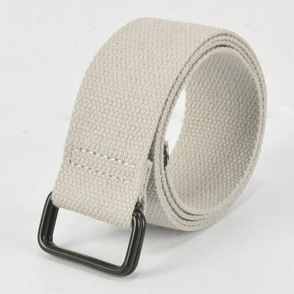 Fashion Free Punch Canvas Belt Cotton Canvas Cloth Fabric Buckle Belt Double Ring Buckle Best Canvas Belts Men's
