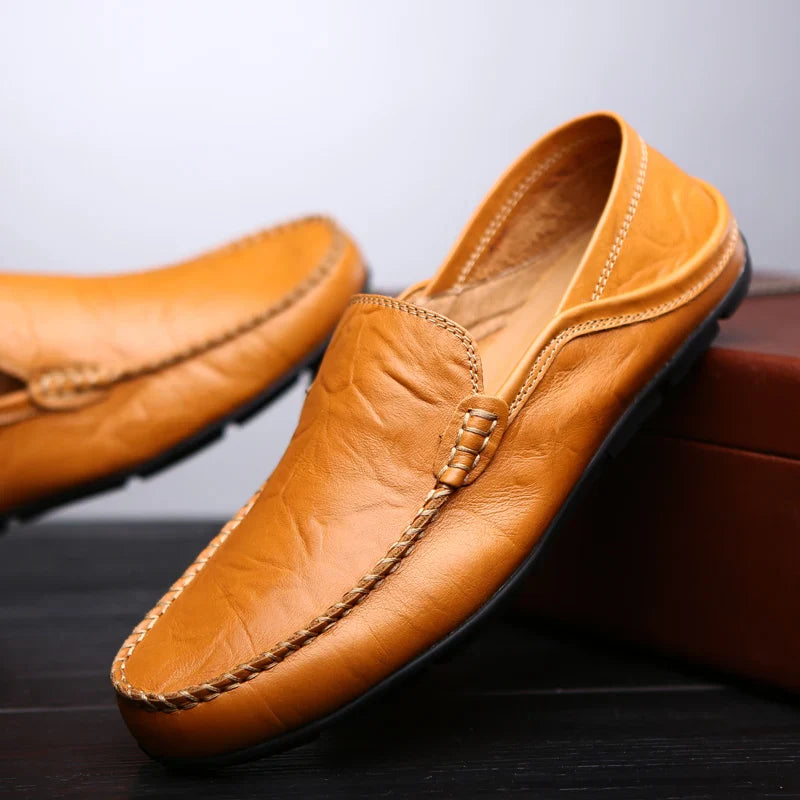 Men Leather Loafers Comfortable Slip On Shoes Breathable Lightweight Walking Shoes for Big Size 47 Casual Soft Driving Shoes