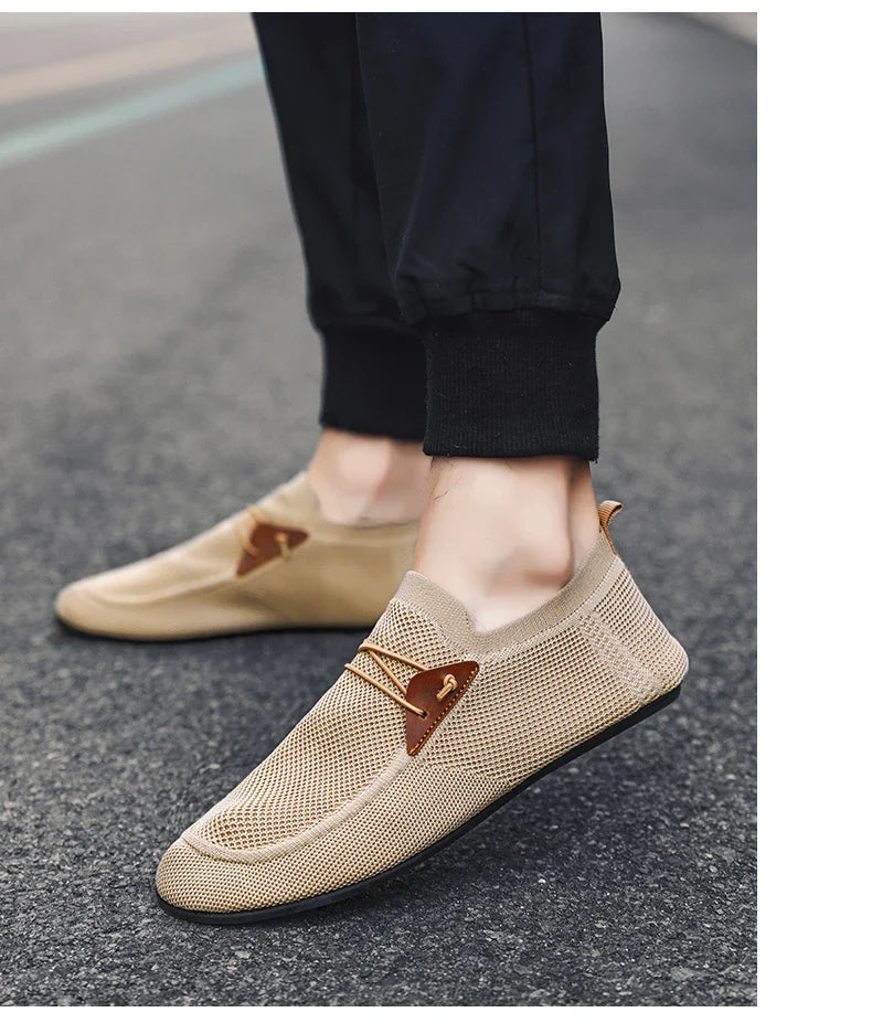Mesh Loafers Men Driving Moccasins Thin Bottom Flats Walking Shoes Breathable Non Slip Casual Loafers Slip on Mens Shoes