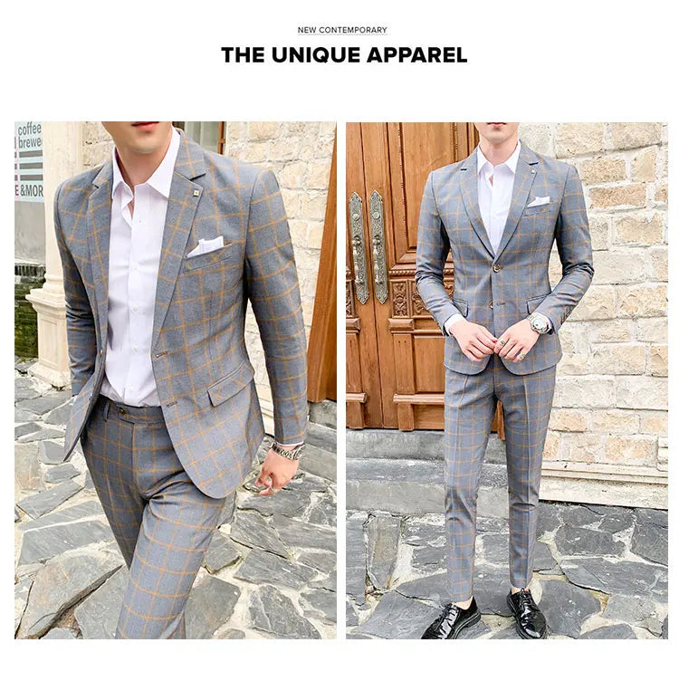 Men's Slim Fit Business Suit High Quality Boutique Fashion Two-Piece Set Handsome Trend Banquet Four Seasons Trousers Included