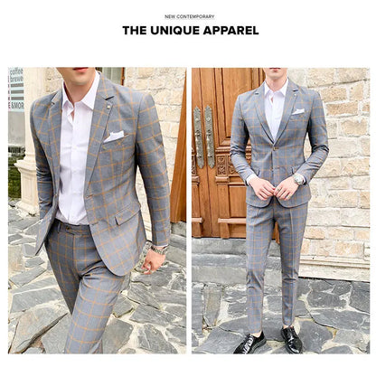 Men's Slim Fit Business Suit High Quality Boutique Fashion Two-Piece Set Handsome Trend Banquet Four Seasons Trousers Included