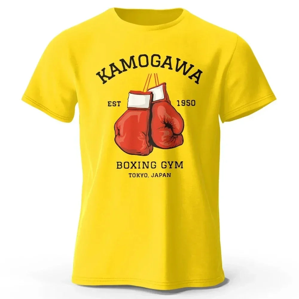 Streetwear Men Hajime No Ippo Printed Pure Cotton Vintage GYM Men's T-Shirt for Men Women Tops Funny Manga Kamagowa Boxing Gym