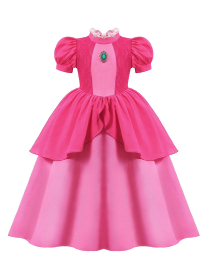 Vestido de Luxo Princesa Branca de Neve com Capa para Meninas Fantasia Infantil Cosplay de Fada Roupa de Carnaval para Crianças Vestido de Halloween