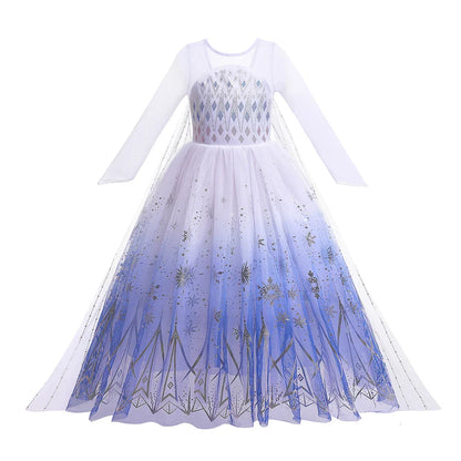 2PCS LED Light Up Snow Queen Costume for Kids Girl Elsa Birthday Party Luxury Princess Cosplay Children Carnival Clothing Outfit