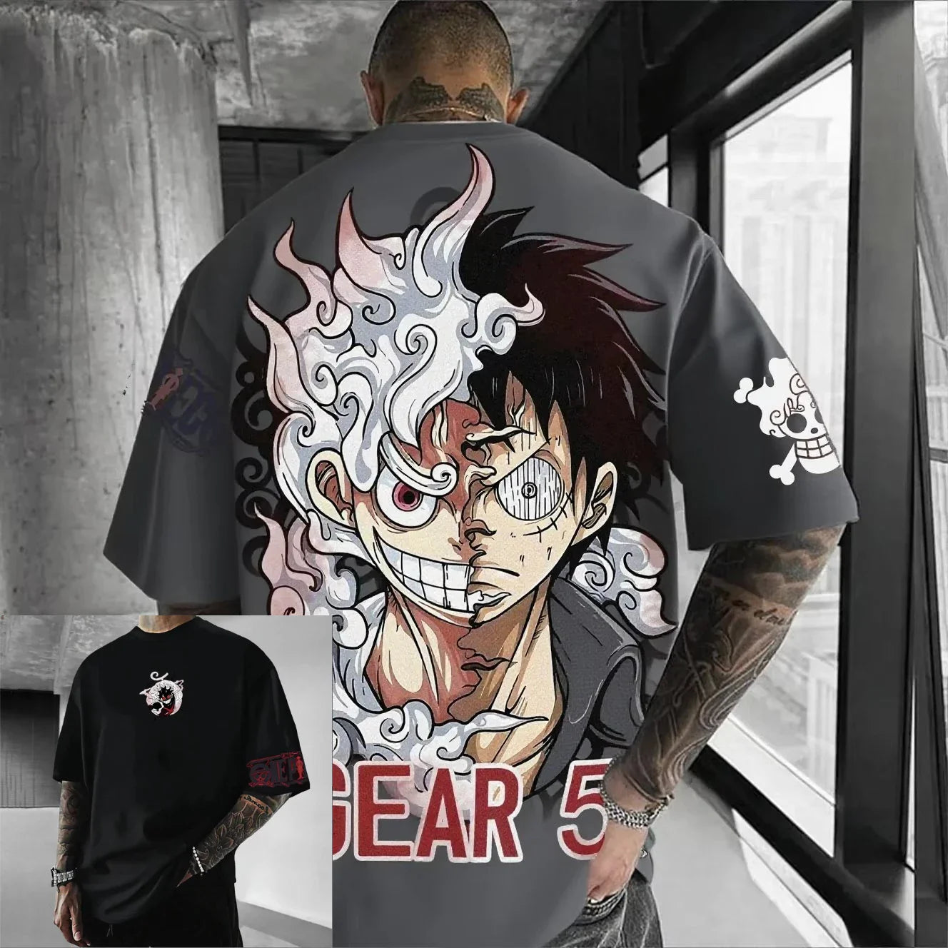 One Piece Luffy Men's T-Shirt Graphic Tee Anime Print Short Sleeve Tee Summer New Oversized Streetwear Anime Cosplay Y2k Clothes